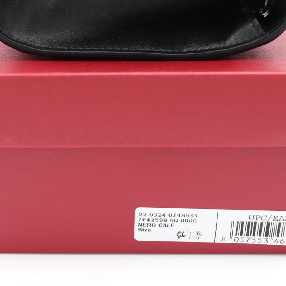 NWT Salvatore Ferragamo Gancini Clip Black Leather Studded Mini Bag Clutch - Picture 10 of 10